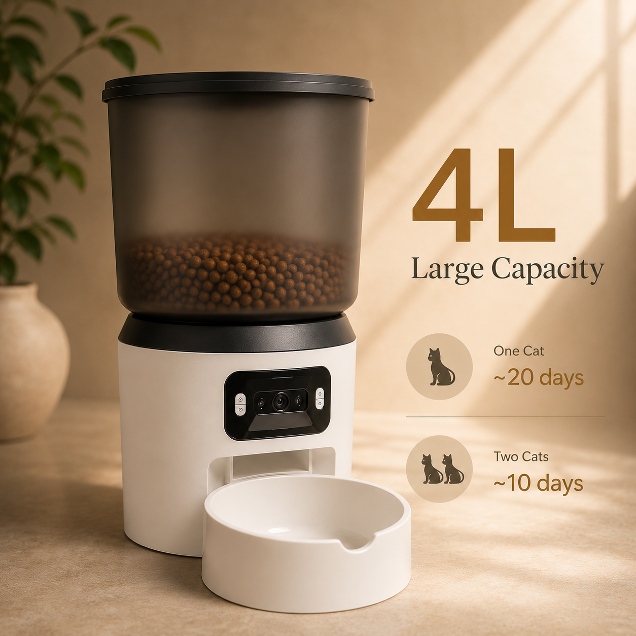 SmartVision Feeder™ 4L Smart Pet Feeder with Wi-Fi, Automatic Feeding, Camera & Two-Way Audio