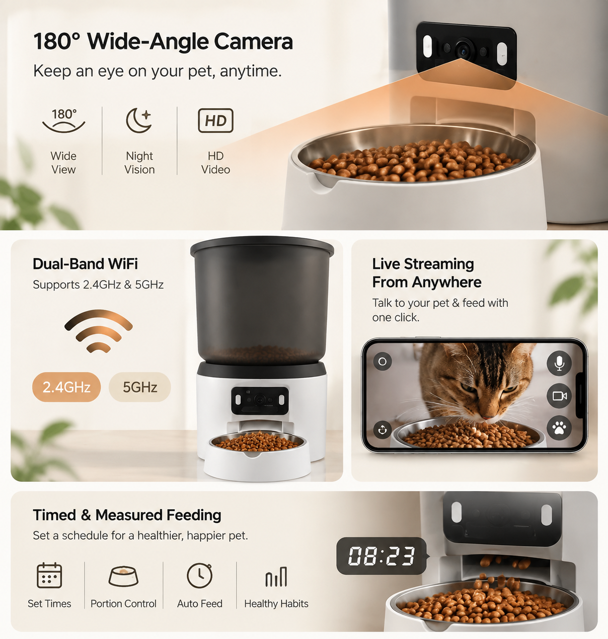 SmartVision Feeder™ 4L Smart Pet Feeder with Wi-Fi, Automatic Feeding, Camera & Two-Way Audio